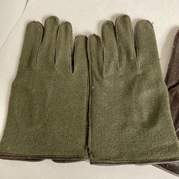 Vintage Lot 2 Pairs European Military Gloves Leather Wool - Picture 5 of 7